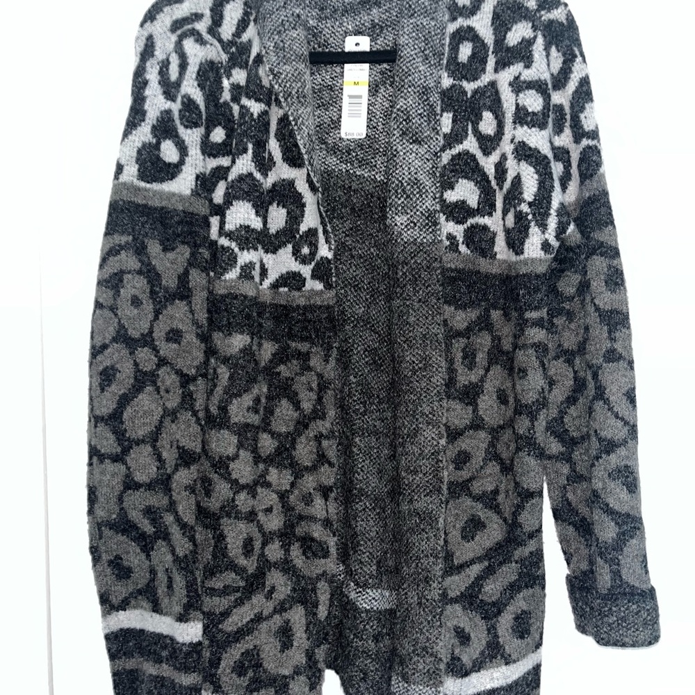 Leopard Print Gray Hooded Sweater